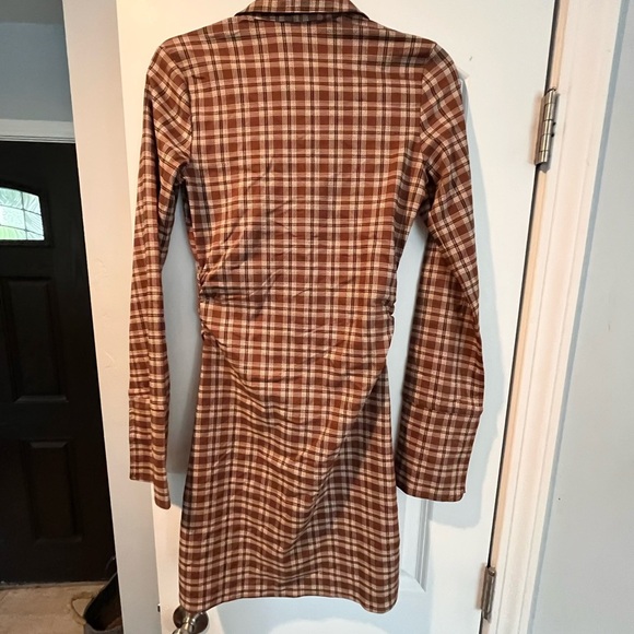 Plaid Brown Women's Dress - Picture 6 of 9